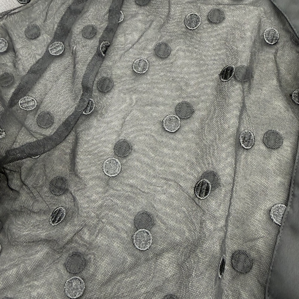 J Crew Sheer Tie Neck Long Sleeve Button Blouse Black Dotted Polka Dot Tulle S - Picture 6 of 16